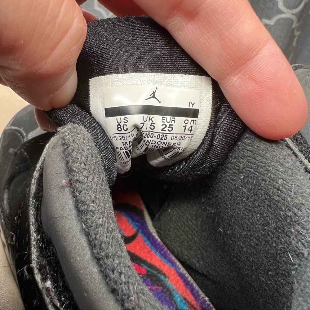 Nike Jordan VIII 8 Retro BT Aqua Black Baby Toddler Sneaker Shoes - Picture 2 of 8